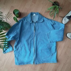 XXL Denim Jacket Zip Up Jean 80s 90s Streetwear Oversize